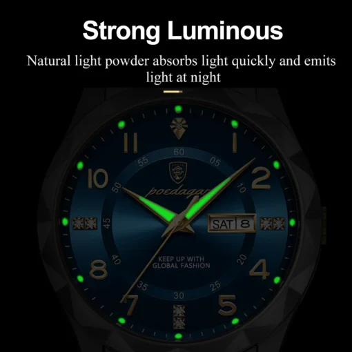 POEDAGAR 858-M Luxury Man Wristwatch Waterproof Luminous Date Week Men Watch Sport Stainless Steel - Image 4