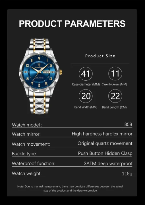 POEDAGAR 306M Luxury Quartz Watch - Image 4